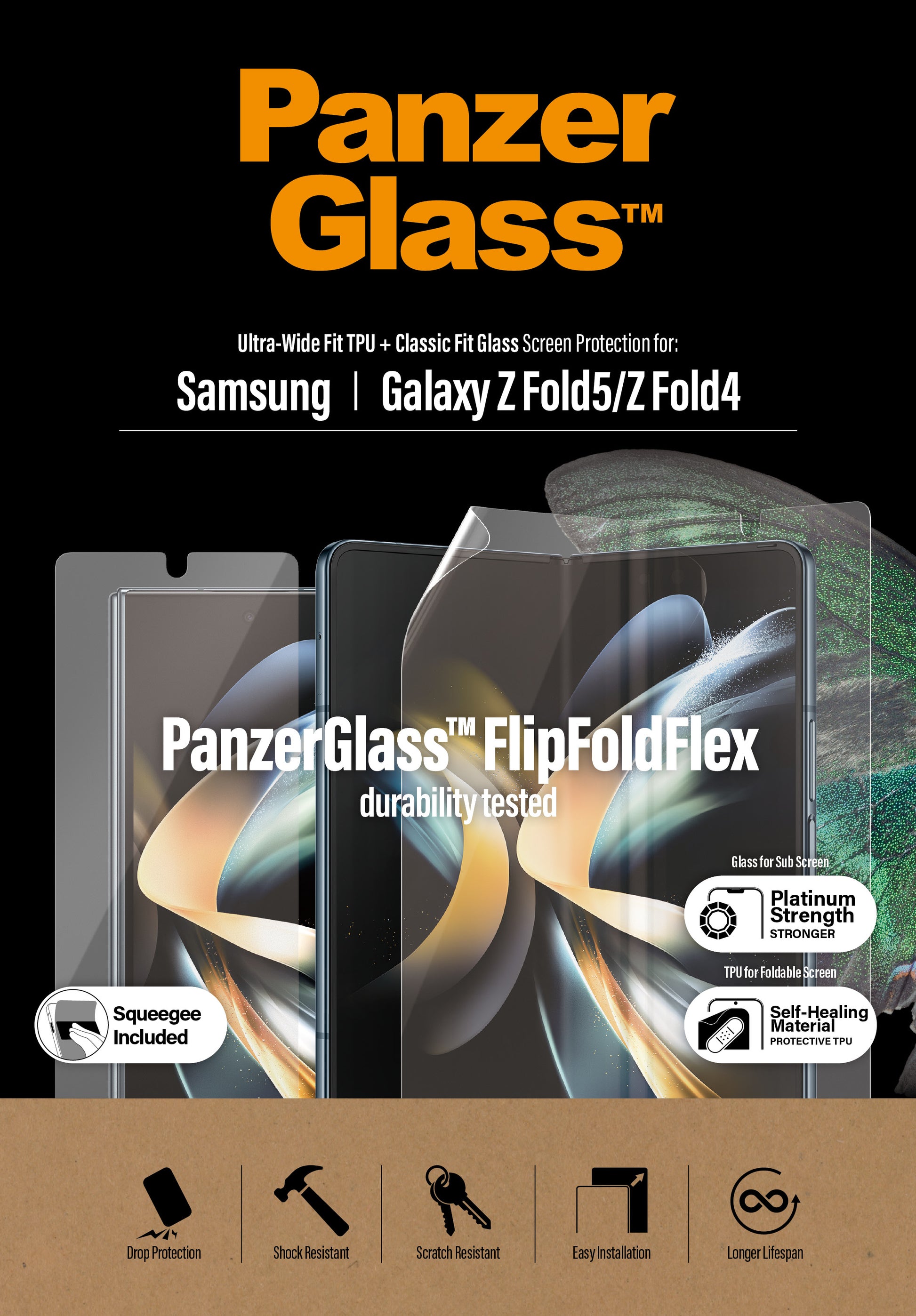 PanzerGlass Displayschutz, Folie, Transparent – für Samsung Galaxy Z Fold4/Fold5 – 1er-Pack