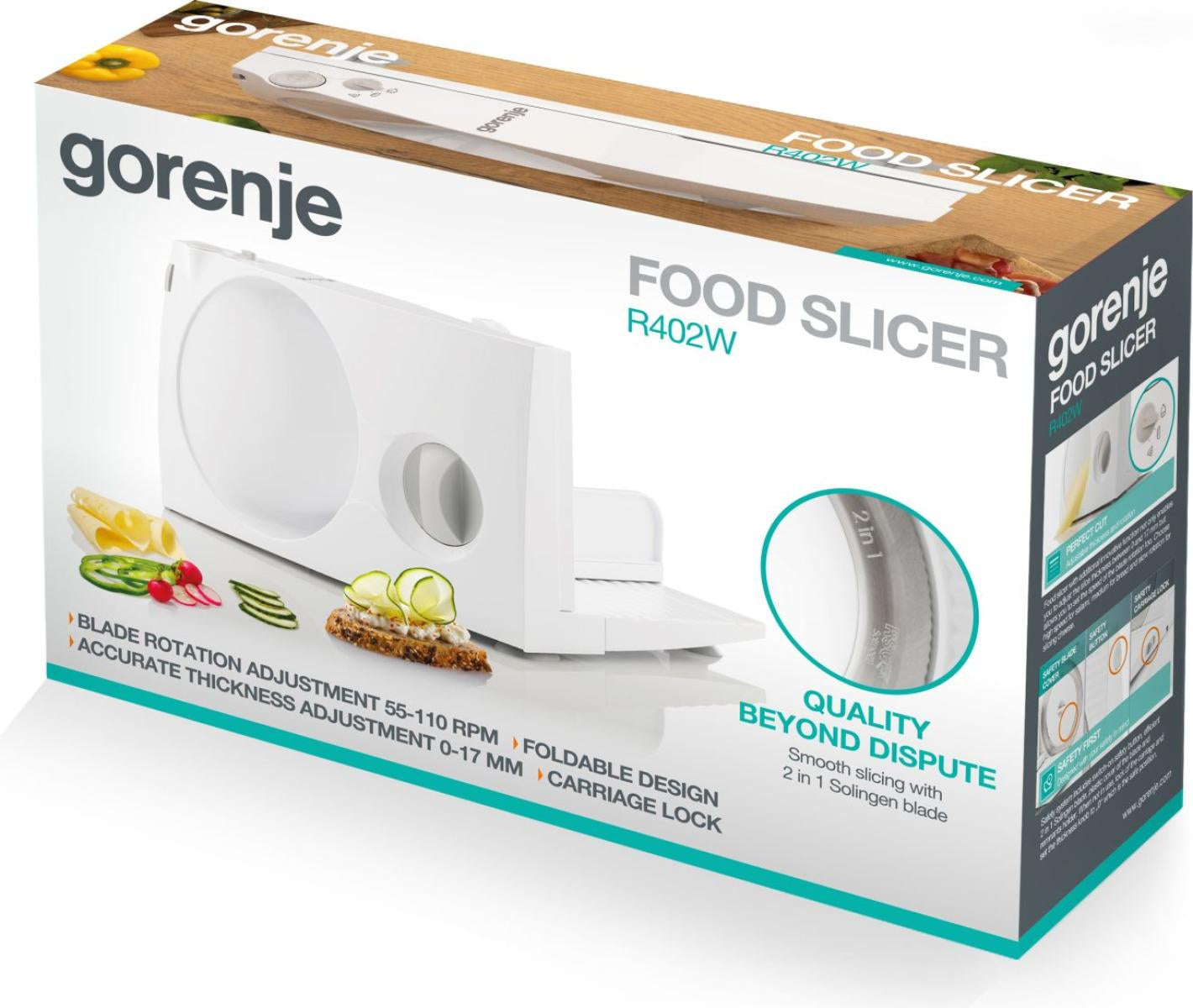 Gorenje Allesschneider R402W – Ø 17 cm, 100 W – weiss/edelstahl