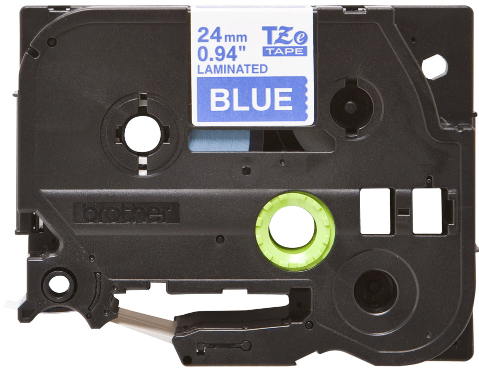 Brother TZe-555 Schriftband – weiss auf blau – 24 mm × 8 m, laminiert – für Brother P-touch