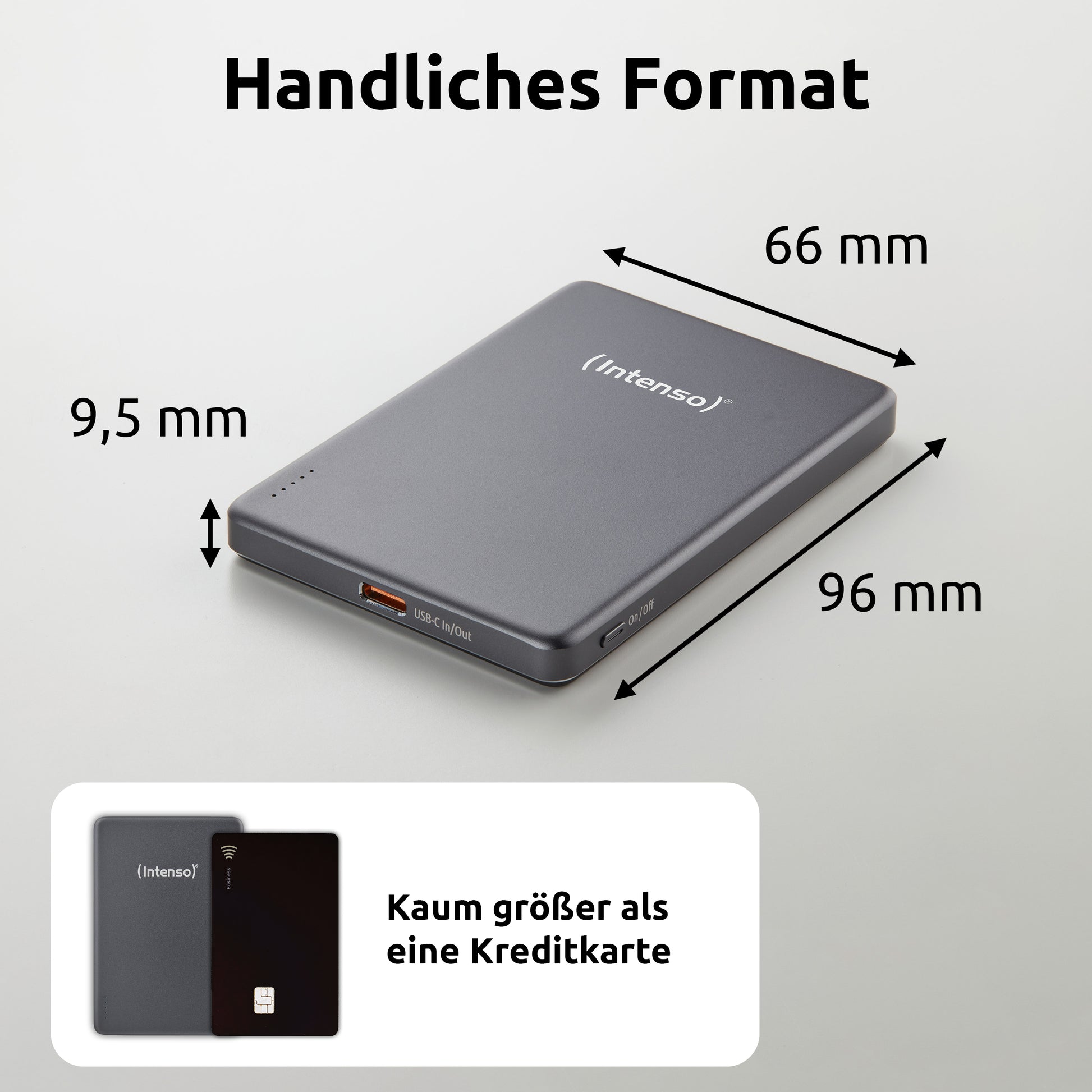 Intenso MW5000 MagSafe Powerbank 5'000 mAh – 20 W PD, Wireless 15 W, 1× USB-C, Grau