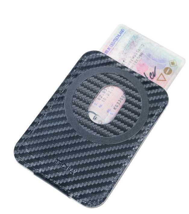 TROIKA Kartenetui Hildecard Carbon Code24 – 95×5×65 mm, 2 Karten, 34 g – schwarz – Kunstleder