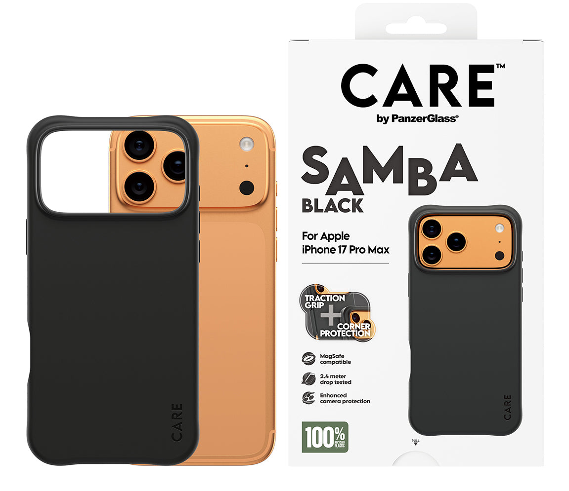 PanzerGlass Backcover Samba – für Apple iPhone 17 Pro Max – schwarz – TPU, MagSafe-kompatibel