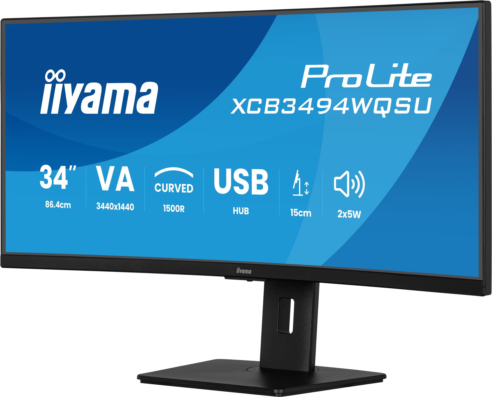 iiyama XCB3494WQSU-B1 – Monitor, 34", 3440 × 1440, 120 Hz, 350 cd/m²