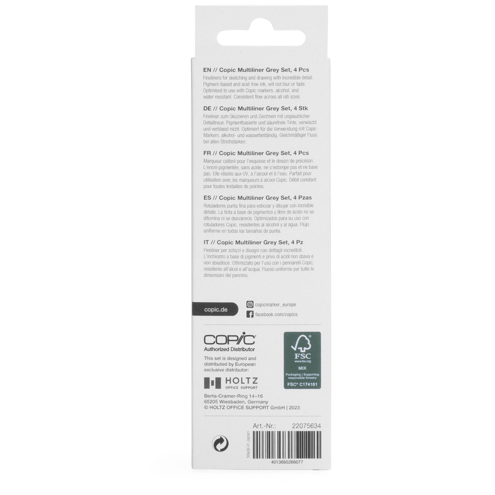 Copic Multiliner Fineliner Set – 4 Stk., 0,3–0,5 mm, 2 Farben, wasserfest