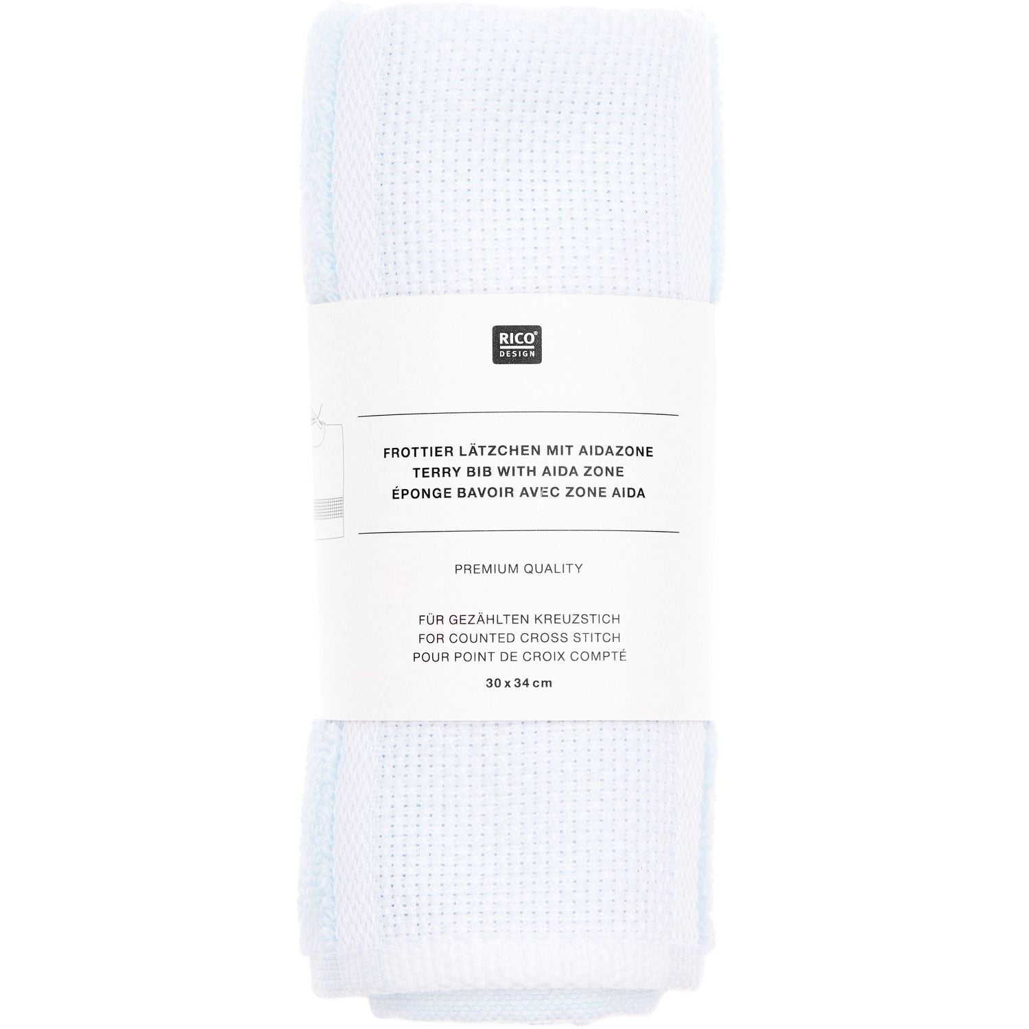 Rico Design Lätzchen – 30 × 34 cm – 100% Baumwolle – blau, weiss gepunktet – 1 Stk