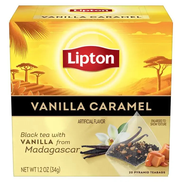 Lipton Schwarztee Vanille & Karamell – Teebeutel 20 Beutel – Fairtrade