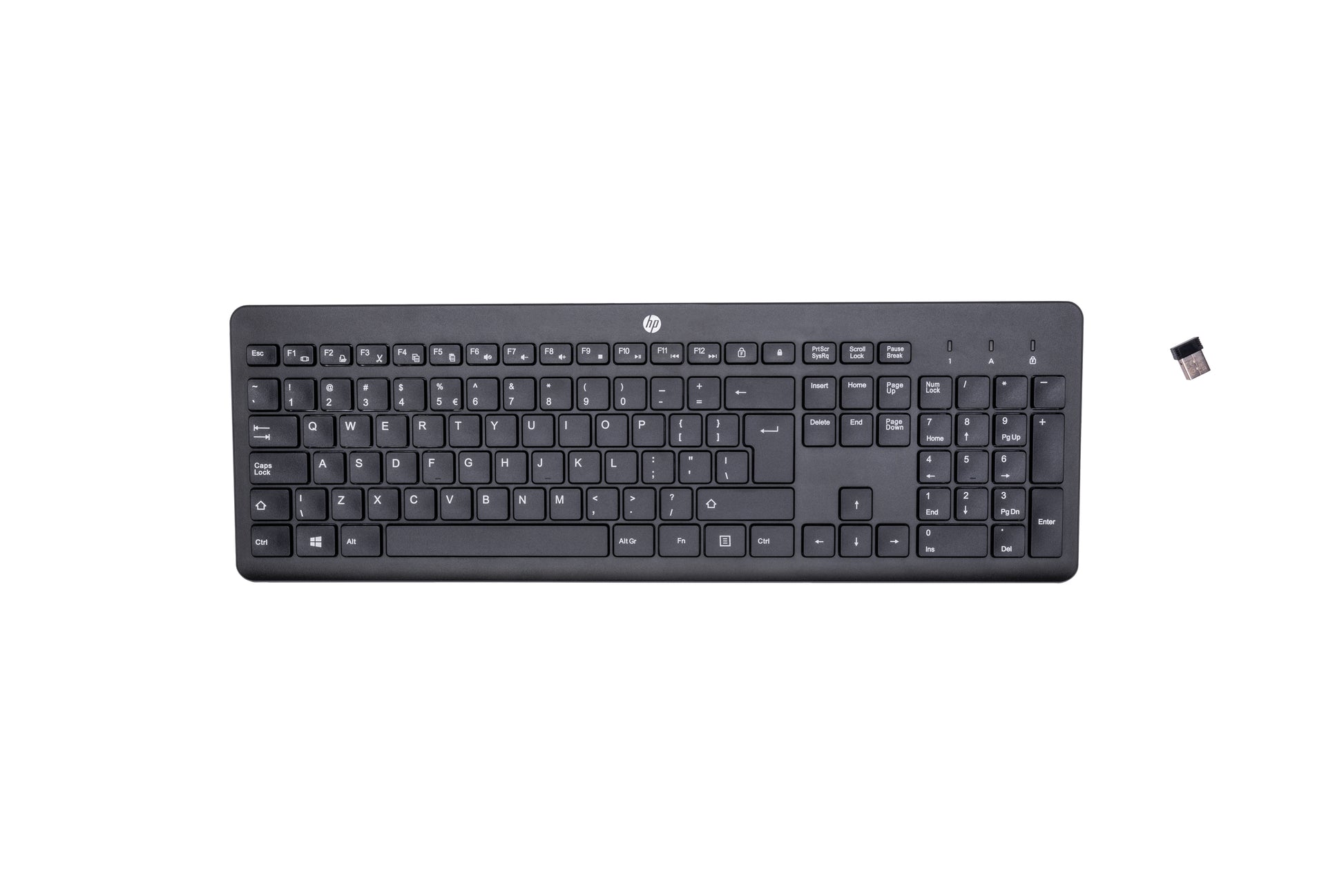 HP 230 – Tastatur – Membran – 2,4 GHz USB-A (Empfänger) – Schwarz