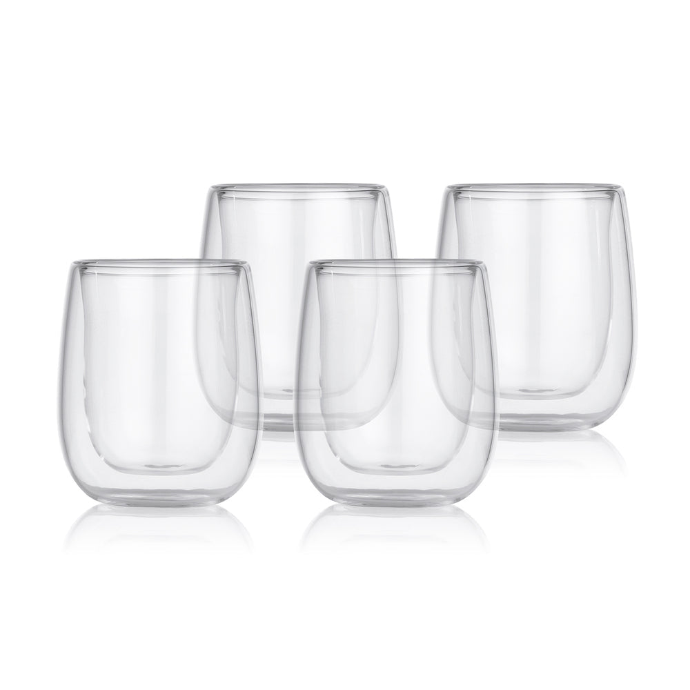 Gourmetmaxx Espressotasse – 4er Set, 80 ml, 3,5 × 5,5 × 6,5 cm, Borosilikatglas, Transparent, doppelwandig