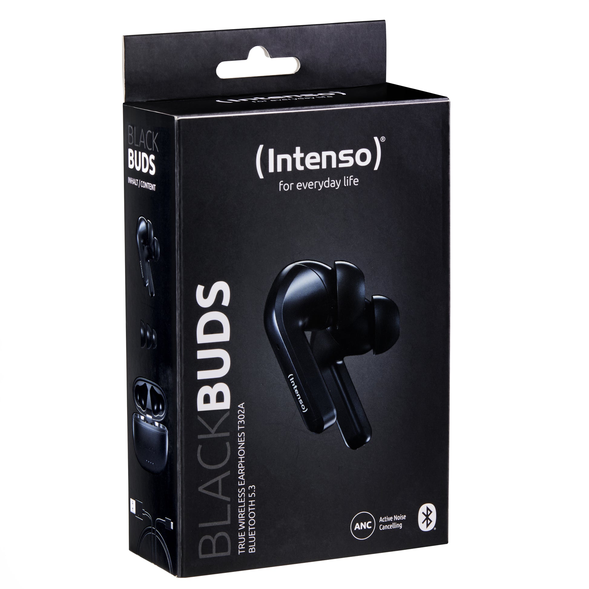 Intenso Black Buds T300A TWS In-Ear – ANC, mit Ladecase, Schwarz, BT 5.3