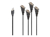 Lindy 42675 Seriell-Adapter USB-A zu 4× DB-9 – PL2303RA, 230 Kbit/s, 0,94 m – Schwarz