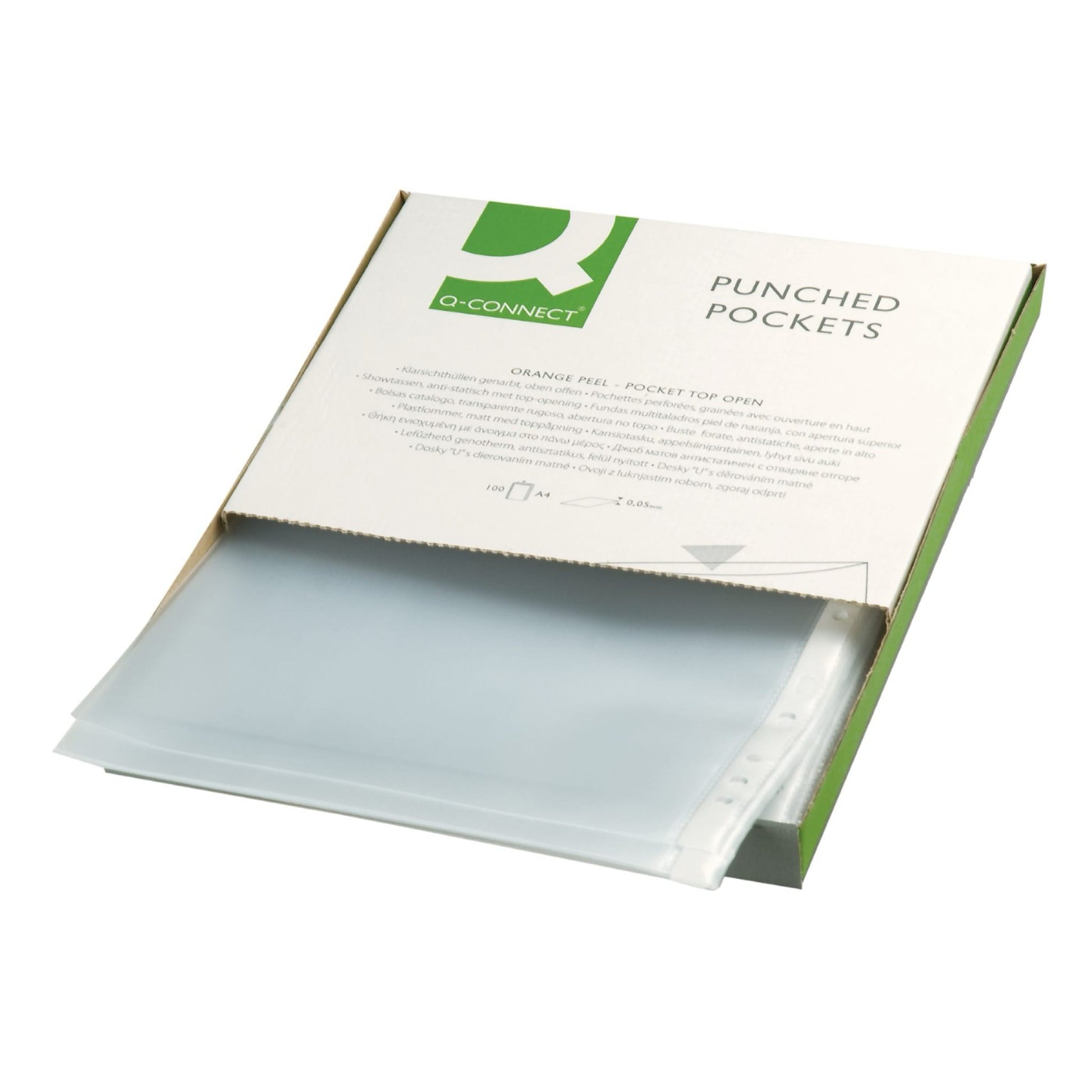 Q-CONNECT Sichtmappe A4 – transparent, Kunststoff, genarbt, blendfrei, 50 µm, 100er-Pack