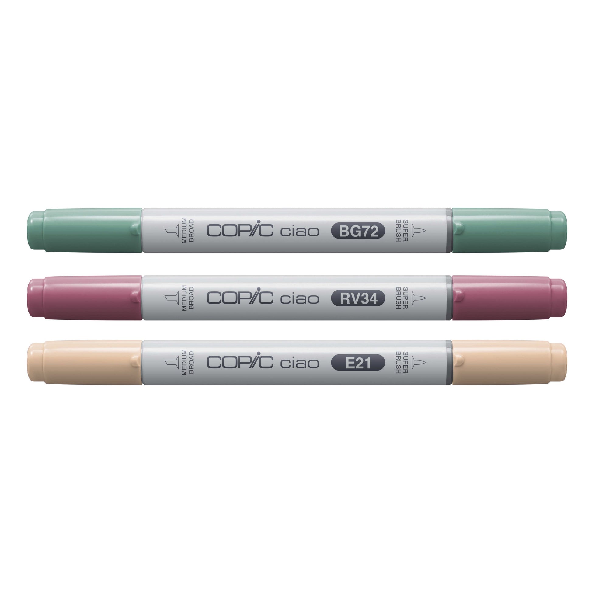 Copic Ciao Pinselstift, Doppelspitze, Vibrant Palette – Kombi (Pinsel + Keilspitze), alkoholbasiert, 3er Set