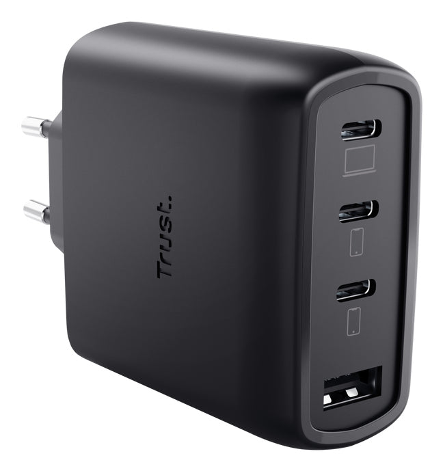 Trust Maxo USB-Wandladegerät 65 W – USB-C×3, USB-A×1 – PD, PPS, QC 3.0/4+, GaN