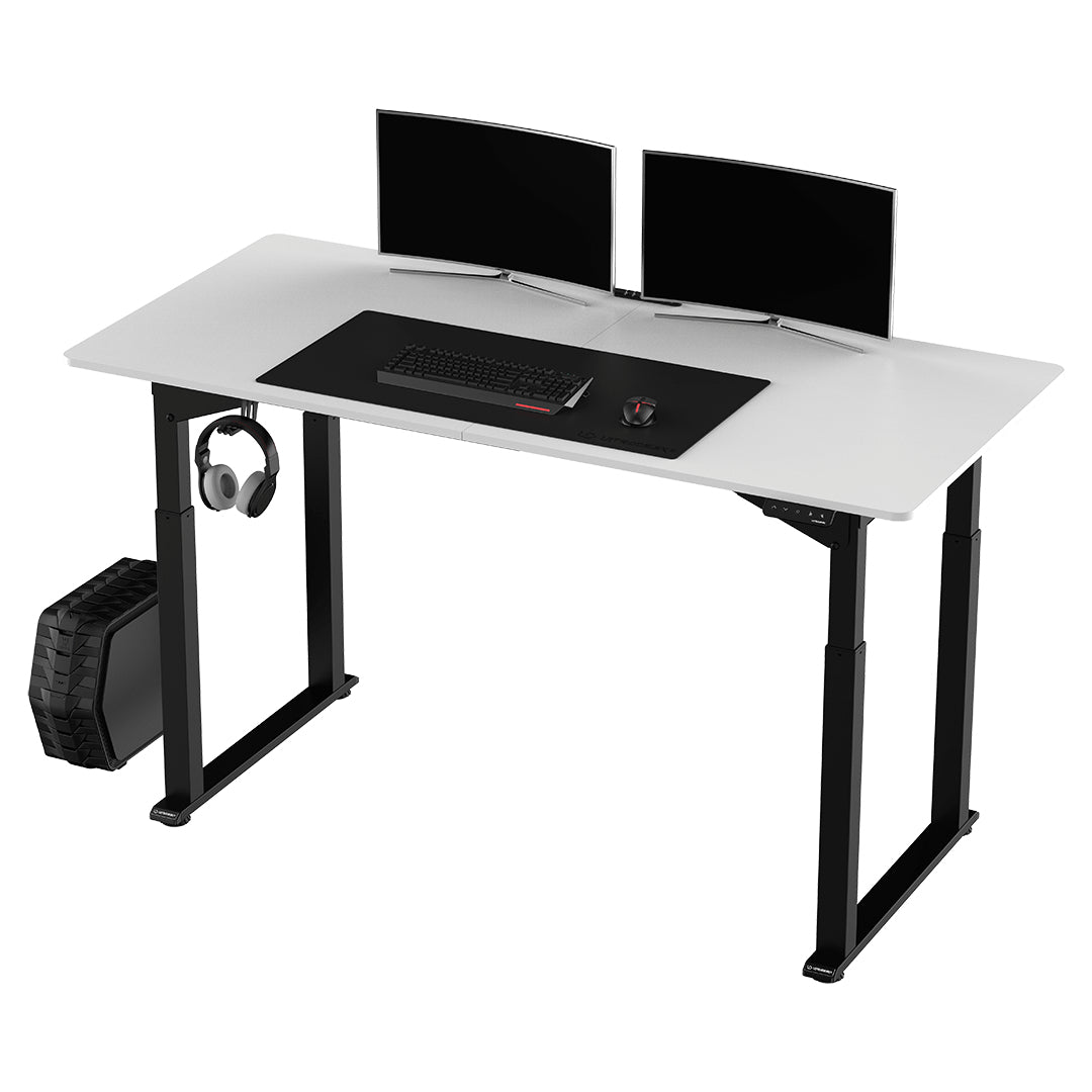 Ultradesk Uplift Gaming-Tisch – 160 × 75 cm, höhenverstellbar, weiss/schwarz, Stahl