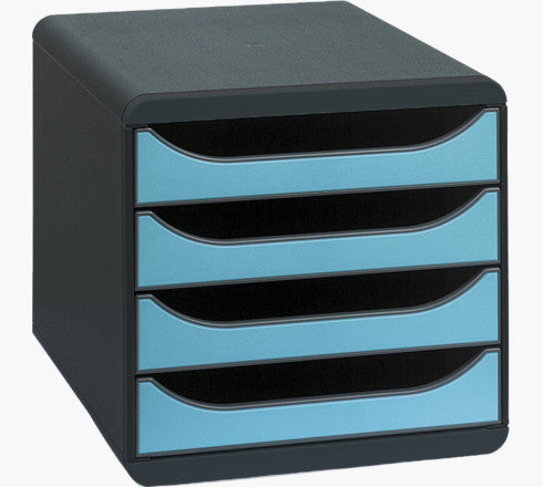 Exacompta Big-Box Schubladenelement – 4 Schubladen, für A4/A4+, grau, B 347 × H 267 × T 278 mm