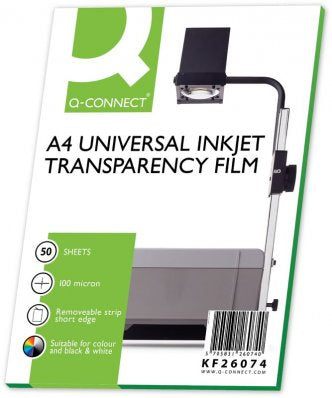 Q-CONNECT Transparentfolie – für Inkjetdrucker, A4, 50 Blatt