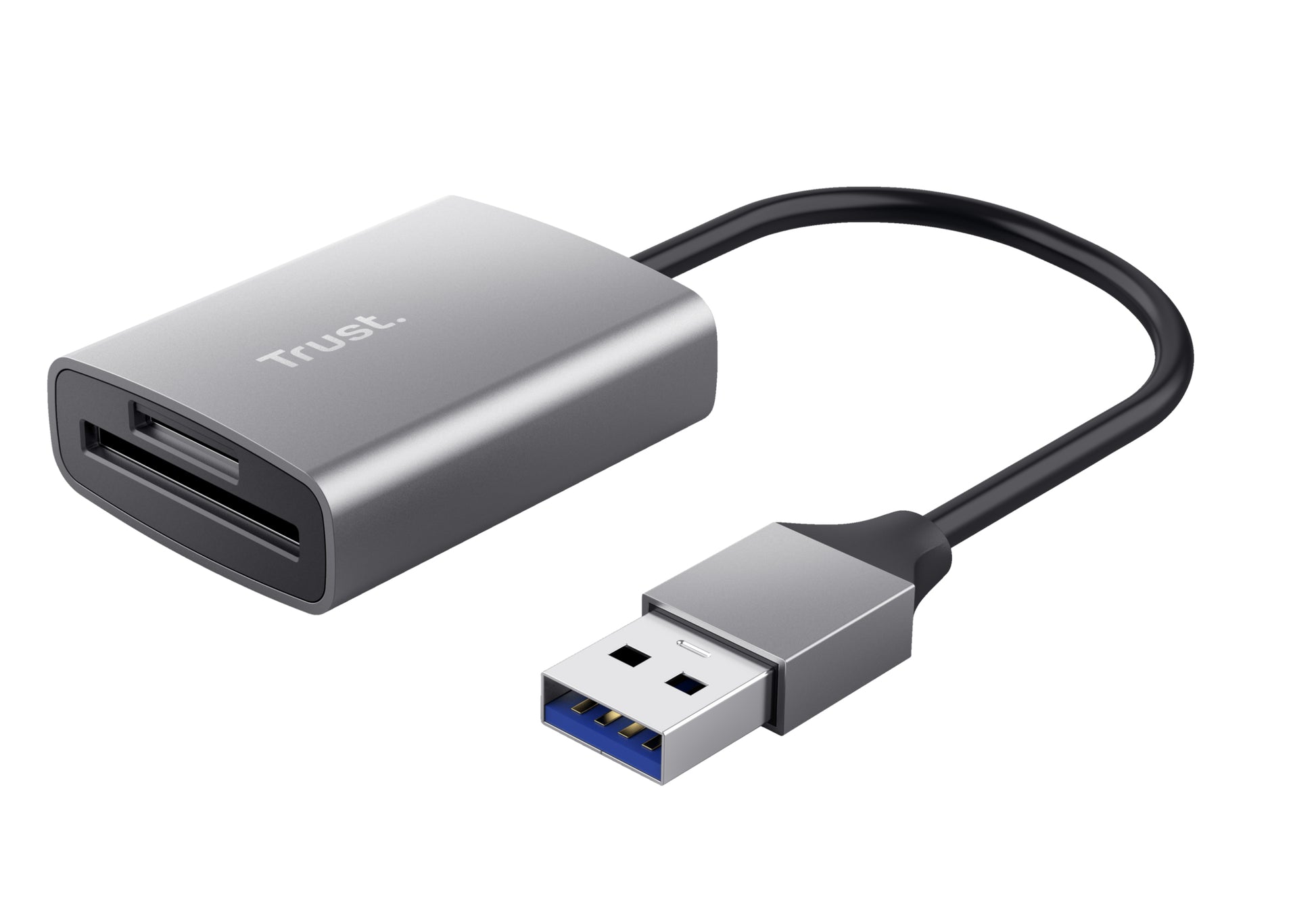 Trust Kartenleser – SD/microSD (SDHC/SDXC), 140 Mbit/s, USB-A, 0,08 m, USB 3.2 Gen 1 (5 Gbit/s) – Aluminium