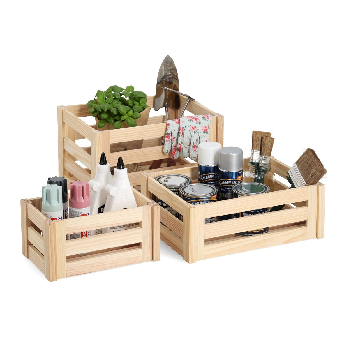 Zeller Present Aufbewahrungsbox ohne Deckel – Kiefernholz – Braun – 300 × 150 × 400 mm – Set 6 Stück