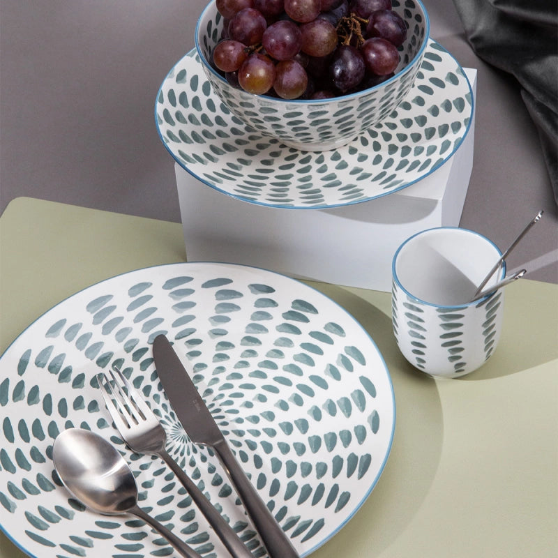 Lunasol Geschirrset – 24-teiliges Set, Ø 25/21,3/15,2/7 cm, Porzellan, spülmaschinenfest, mikrowellengeeignet