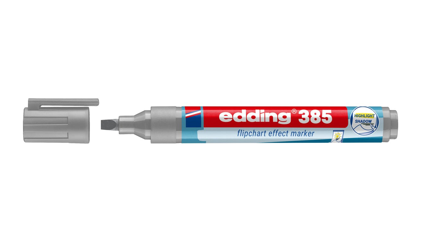 Edding 385 Flipchart-Marker – Pinselspitze 1–5 mm, Silber, nachfüllbar, Cap-Off – für Flipcharts/Papier