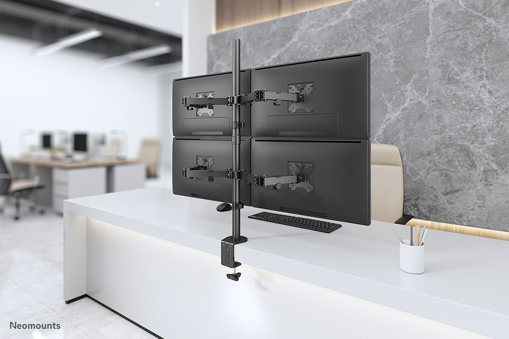 Neomounts FPMA D550D4 – Monitorarm, 4-fach, neigbar und schwenkbar, bis 32", 6 kg pro Bildschirm, schwarz