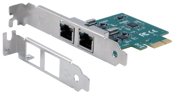 EXSYS EX-60102 PCIe Gigabit-Netzwerkkarte – 2× RJ-45, 1 Gbit/s, Low Profile, Realtek RTL8111F – für PC