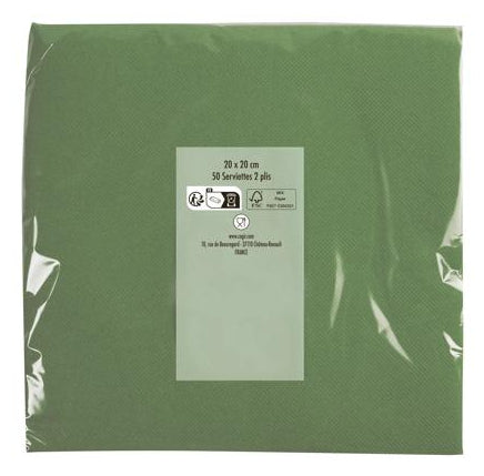 PRONAPPE Cocktail-Servietten, 20 × 20 cm, Olivgrün – FSC – 50 Stk.