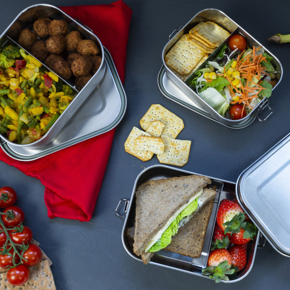 Lurch Lunchbox Snap – 1,4 l, 22,0 × 17,0 × 6,0 cm, Edelstahl 18/10/Kunststoff, mit Unterteilung