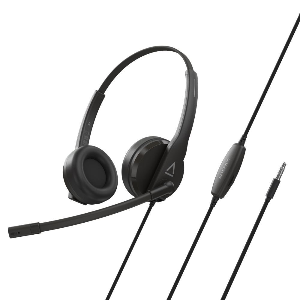 Creative Labs Creative HS-230 Office-Headset – On-Ear, Stereo, Kabelgebunden, 3,5 mm Klinke + USB-A, MS Teams zertifiziert, Schwarz