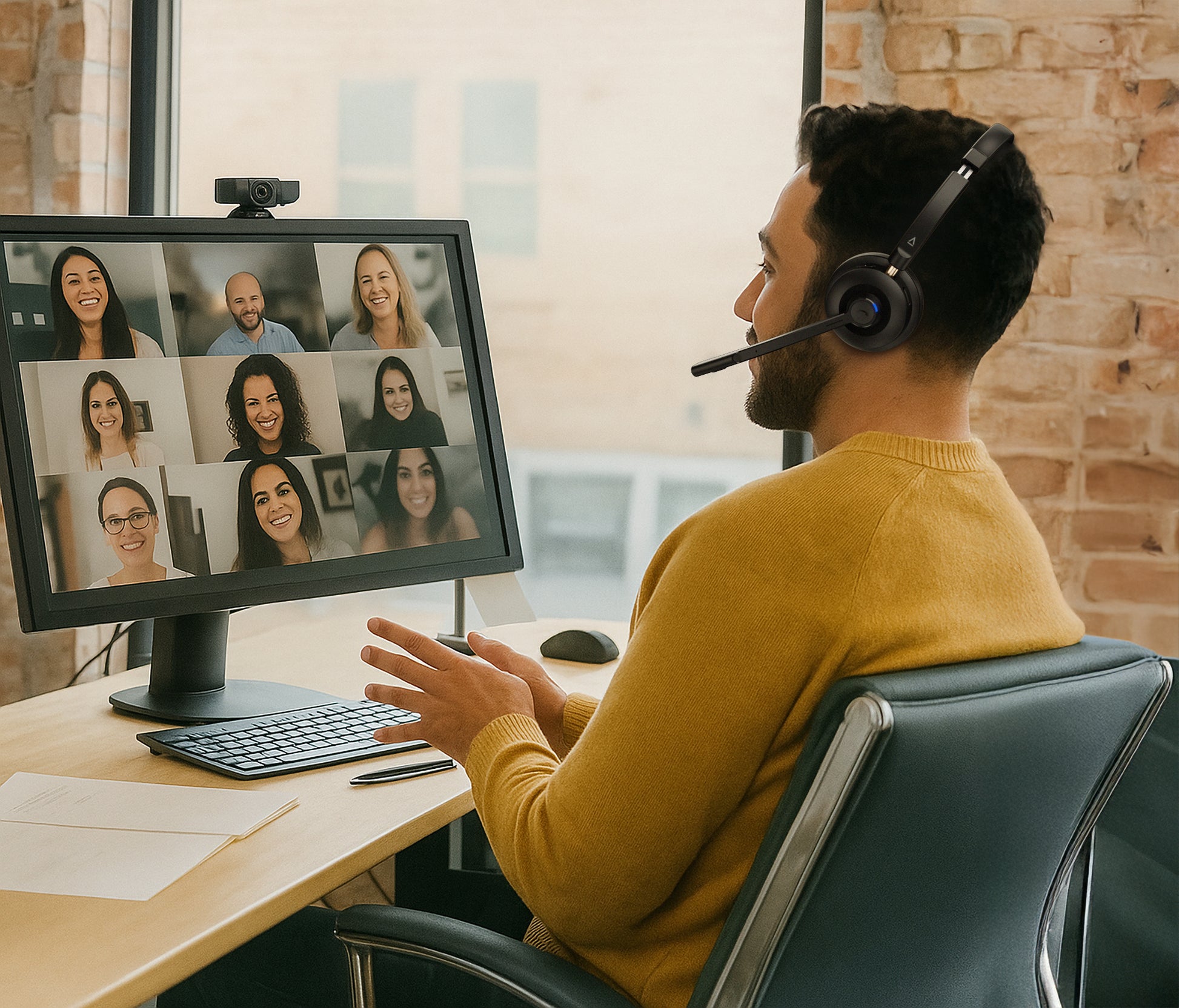 Creative Labs Creative Chat Office-Headset – On-Ear, Stereo, ANC, mit USB-A-Dongle, Schwarz