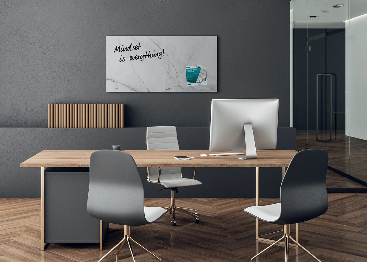 Sigel Whiteboard – 91 × 46 cm, Glas, magnetisch, Wandmontage, inkl. Magnetwürfel, Montagesatz