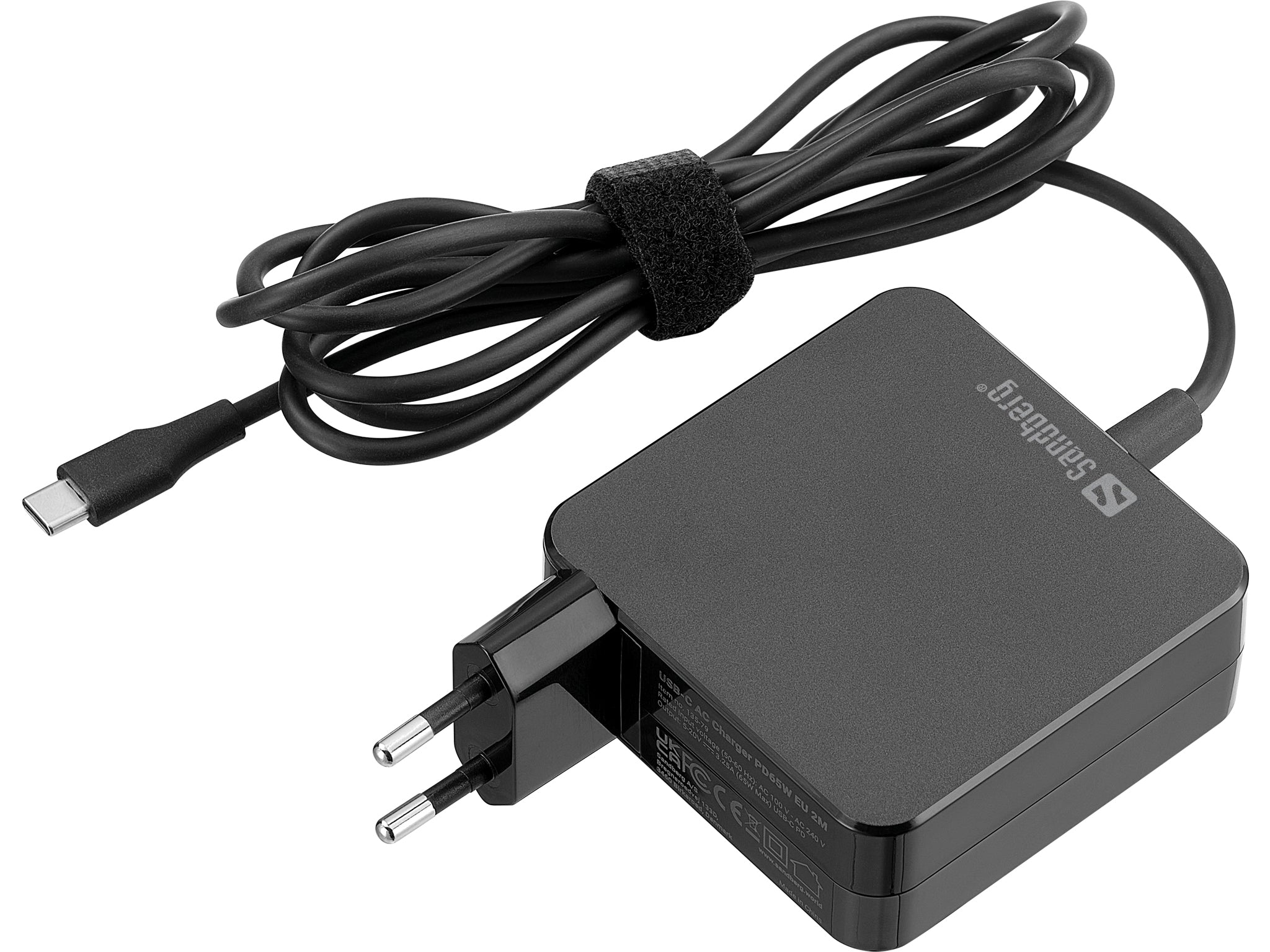 Sandberg Netzteil (EU) – 65 W, PD, mit USB-C-Kabel 2 m