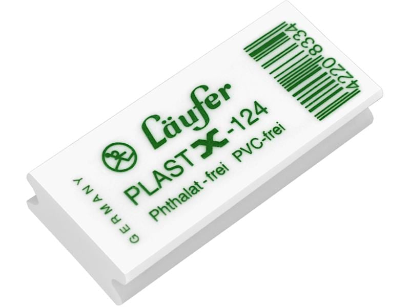 Laufer Radierer – für Bleistifte und Farbstifte – 46 × 9 × 20 mm – Kautschuk – weiss