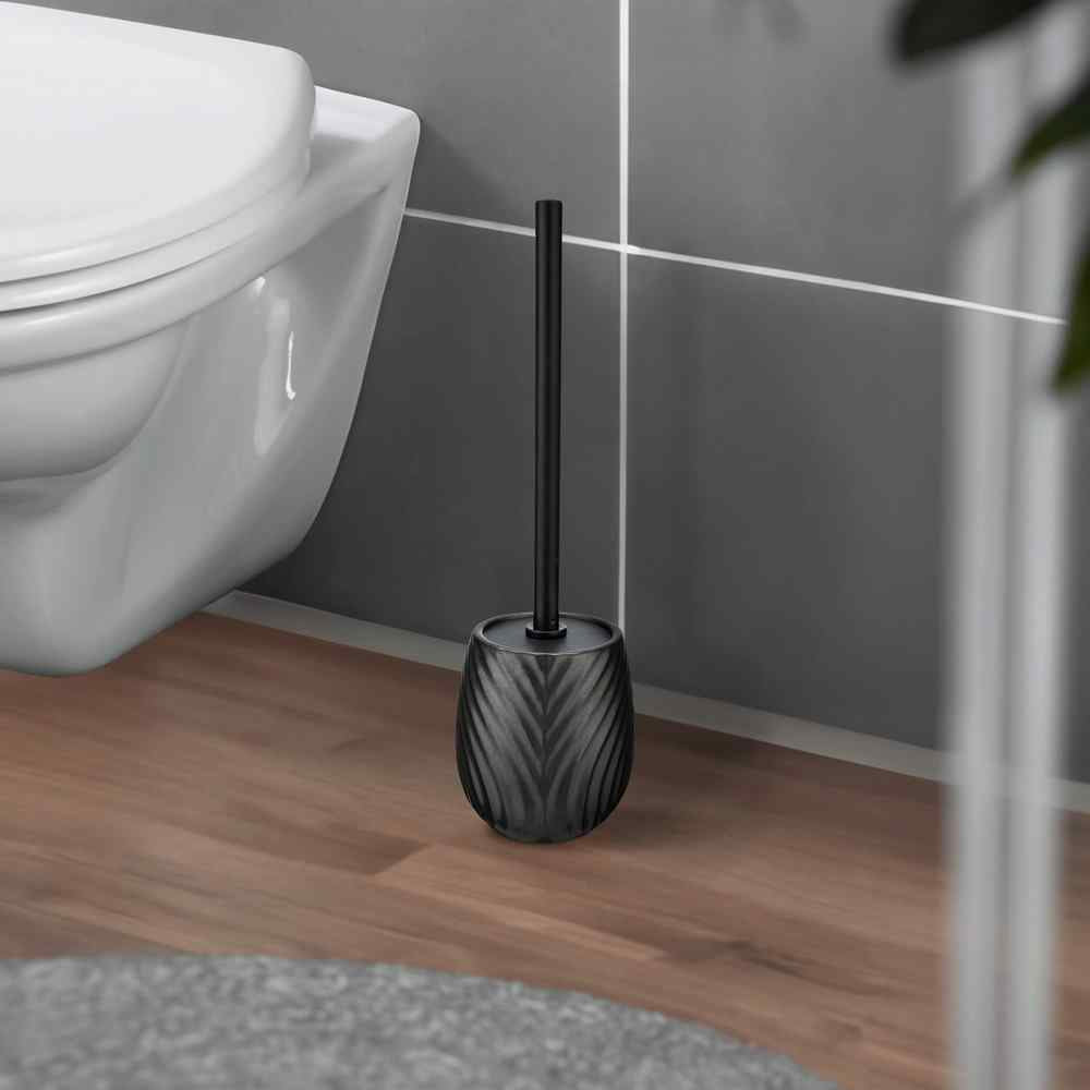 WENKO WC-Bürstenset – Keramik, Anthrazit, H 39 cm, Ø 10 cm
