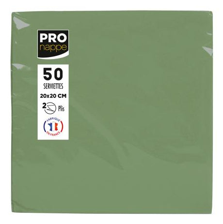 PRONAPPE Cocktail-Servietten, 20 × 20 cm, Olivgrün – FSC – 50 Stk.