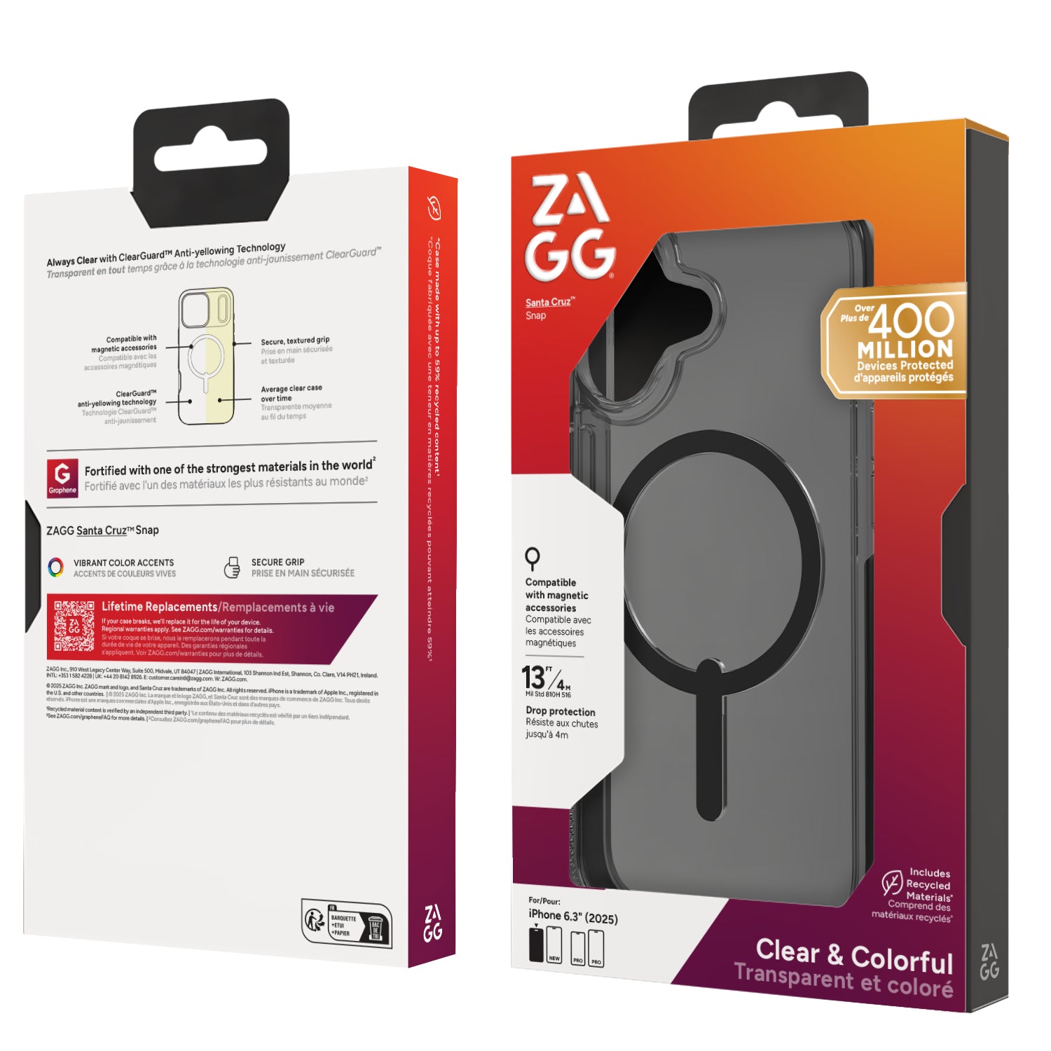 ZAGG Santa Cruz Snap Backcover – für Apple iPhone 17, MagSafe, Graphen, schwarz, bis 4 m Sturzsicher