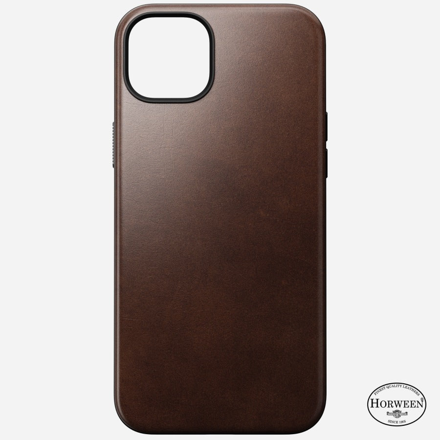Nomad Backcover Modern – für Apple iPhone 15 Plus – schwarz – Leder – MagSafe-kompatibel