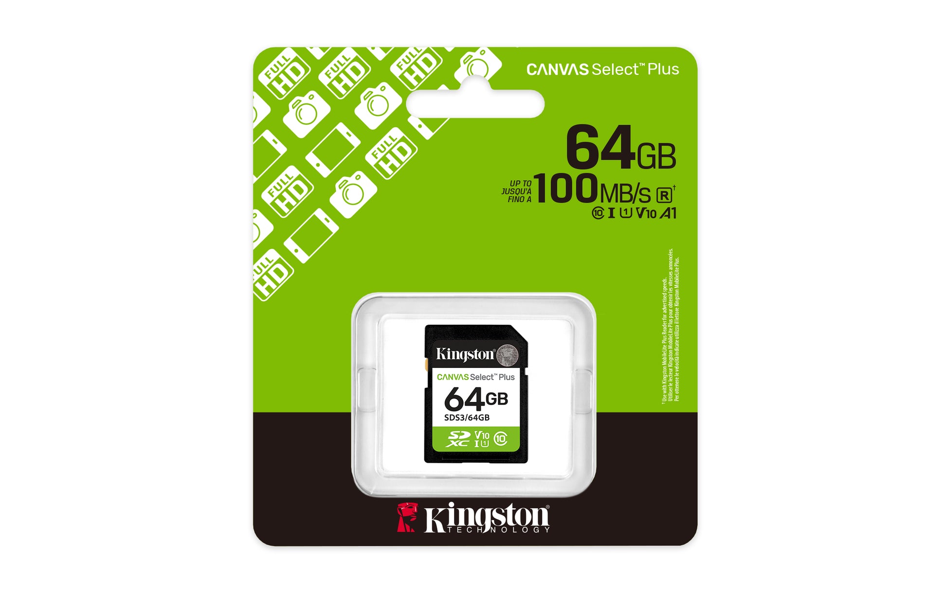 Kingston Technology Kingston Canvas Select Plus SDXC 64 GB – UHS-I, Klasse 10, U1, V10, 100 MB/s Lesen