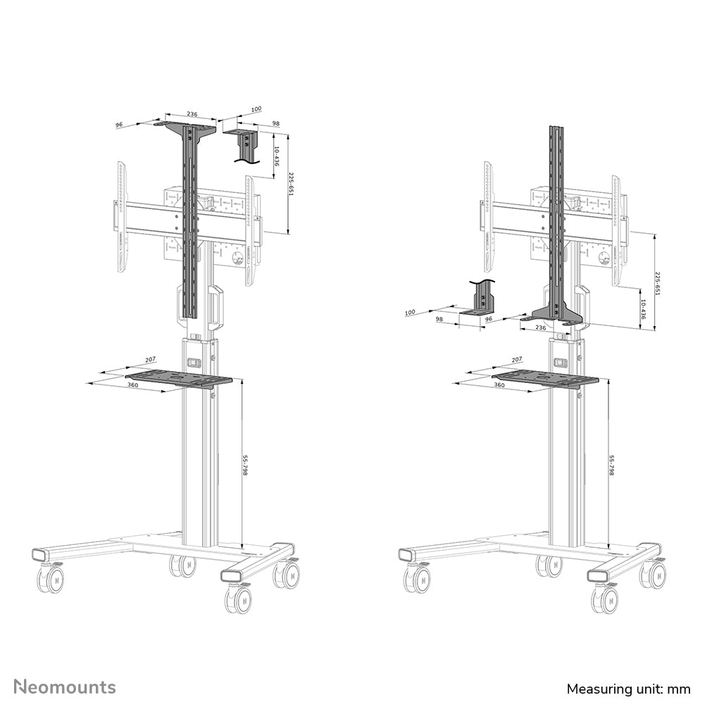 Neomounts AFLS-825BL1 – Regal, höhenverstellbar 225–651 mm, Tragkraft 9 kg, für FL50S-825BL1, Schwarz