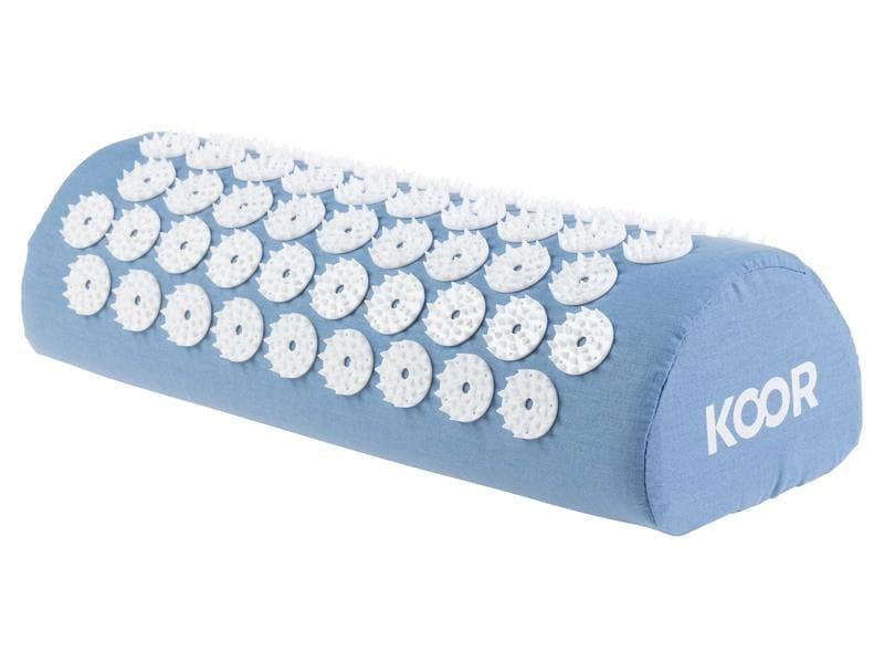 KOOR Akupressurmatte mit Kissen – Shiatsu – Matte 42 × 66 cm, Kissen 39 × 10 cm – Blau