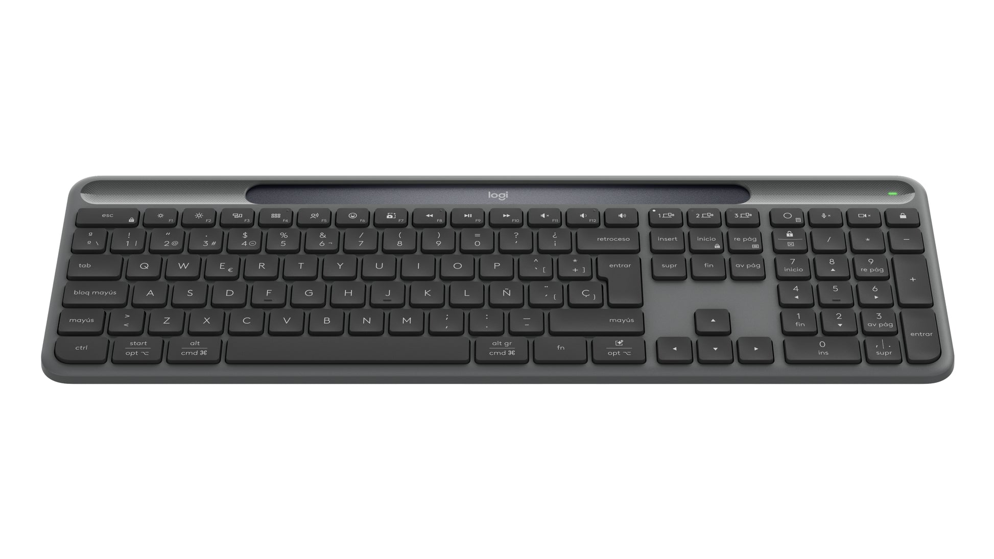 Logitech Signature Slim Solar+ K980 – Tastatur – Bluetooth & 2,4 GHz – Solar (integrierter Akku) – Graphit