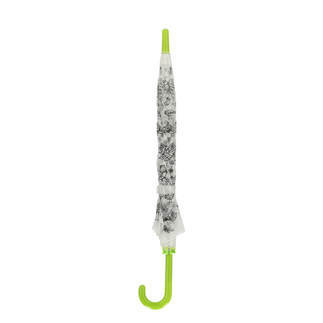 Esschert Design Kinderregenschirm – Ø 70,5 cm – Weiss Vögel – zum Ausmalen, mit Markern