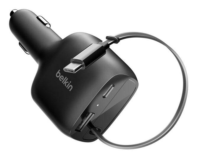 Belkin Ladegerät – 75 W, mit einziehbarem USB-C-Kabel – für Auto
