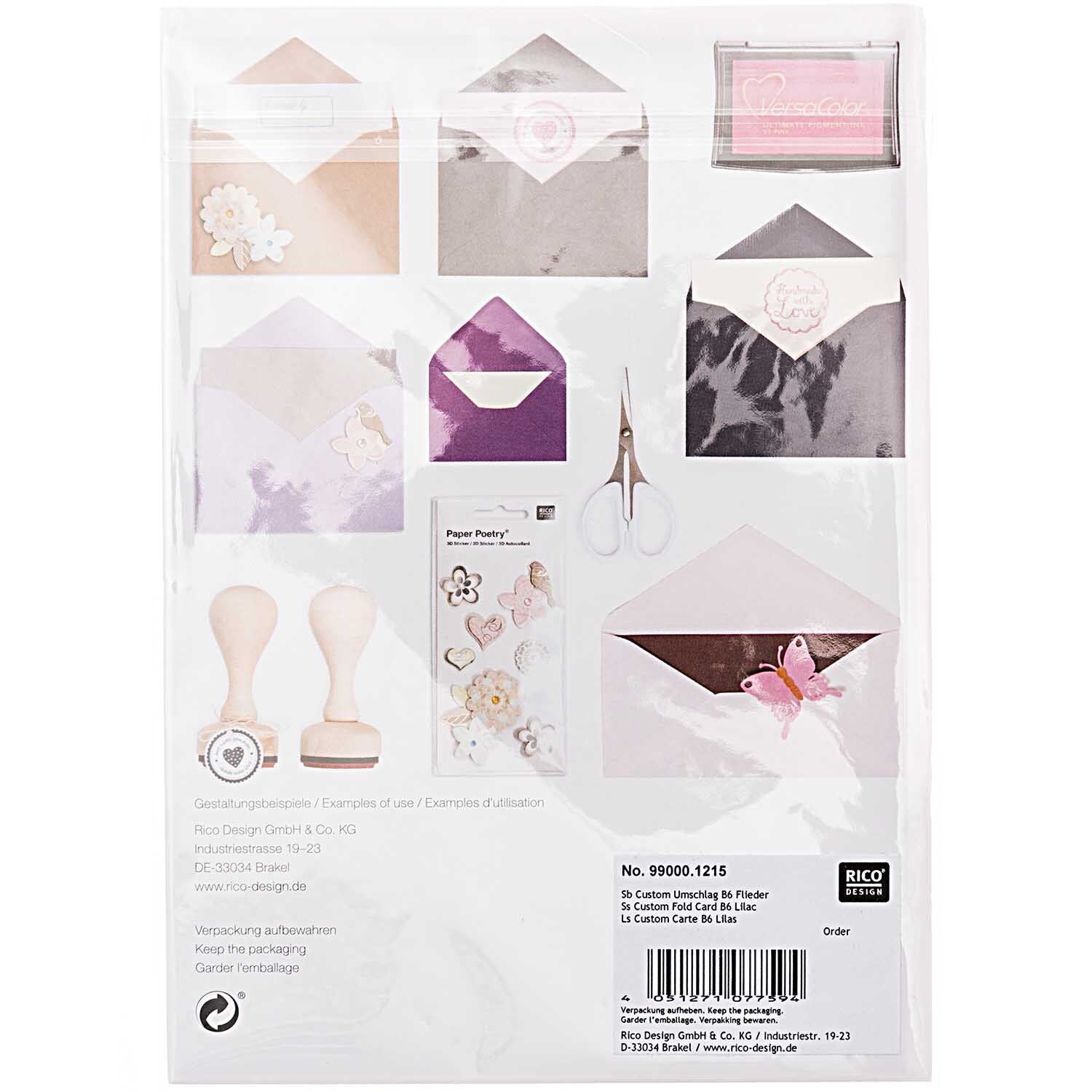 Rico Design Couvert B6, ohne Fenster, Flieder, 100 g/m² – 50 Stk.