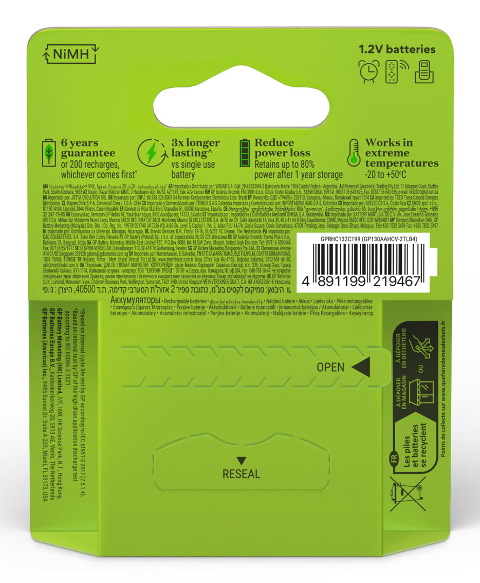 GP Batteries AA Akkus, NiMH, 1300 mAh, 1,2 V – 4 Stk.