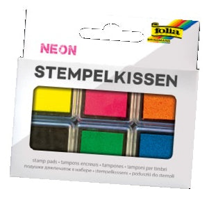 Folia Stempelkissen – 6er-Set, Kunststoff, 24 × 24 mm, farbig sortiert