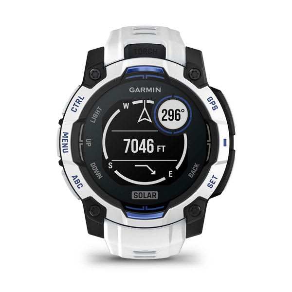 Garmin Instinct 3 45 mm GPS – FRP Weiss, Sportband Weiss, 100 m, für iPhone und Android