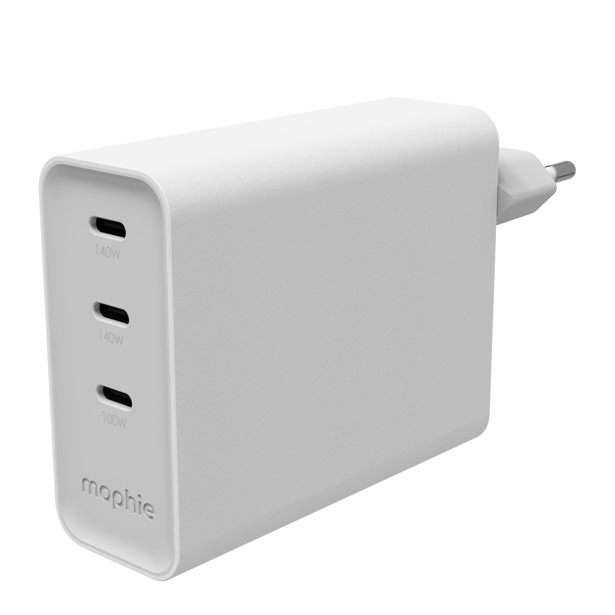 mophie Speedport 140 USB-Ladegerät 140 W – USB-C×3 – PD, GaN, EU-Stecker (Typ C) – Weiss