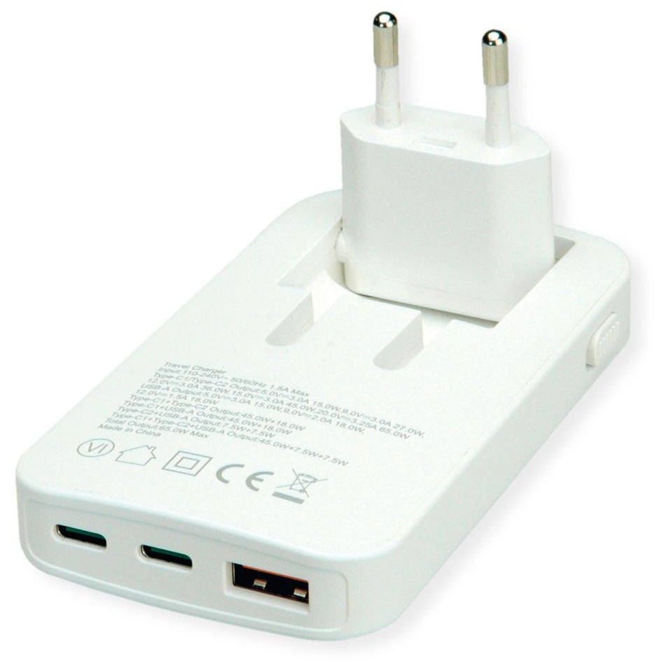 ROLINE USB-Ladegerät 65 W – USB-C×2, USB-A×1 – EU-Stecker (Typ C)