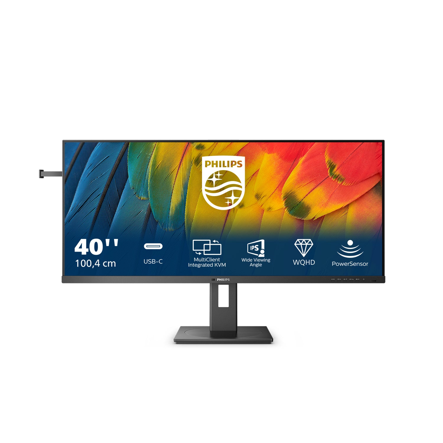 Philips 40B1U5600/00 – Monitor, 40", 60 Hz, 500 cd/m², USB-C, USB-Hub, Lautsprecher, VESA 100 × 100, Schwarz